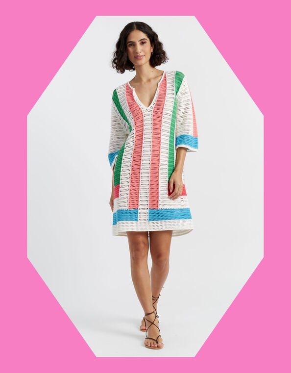 Chinti & Parker Crochet Mini Dress, Multi (MULTI), large