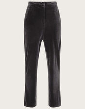 Maria Velvet Straight Leg Trousers, Black (BLACK), large