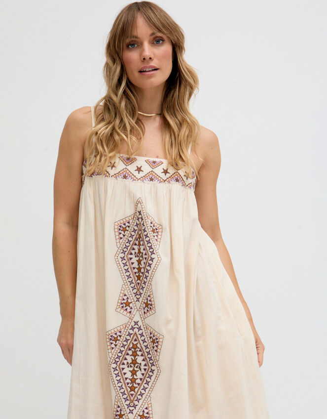 Raffya Sapphire Embroidered Maxi Dress, Cream (CREAM), large