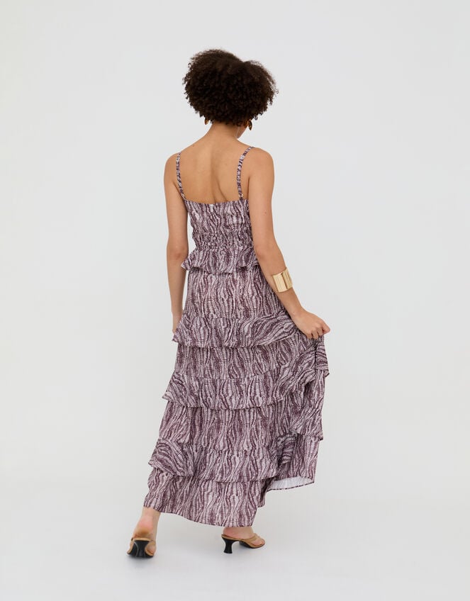 Raffya Tangiers Print Ruffle Maxi Dress, Red (BERRY), large