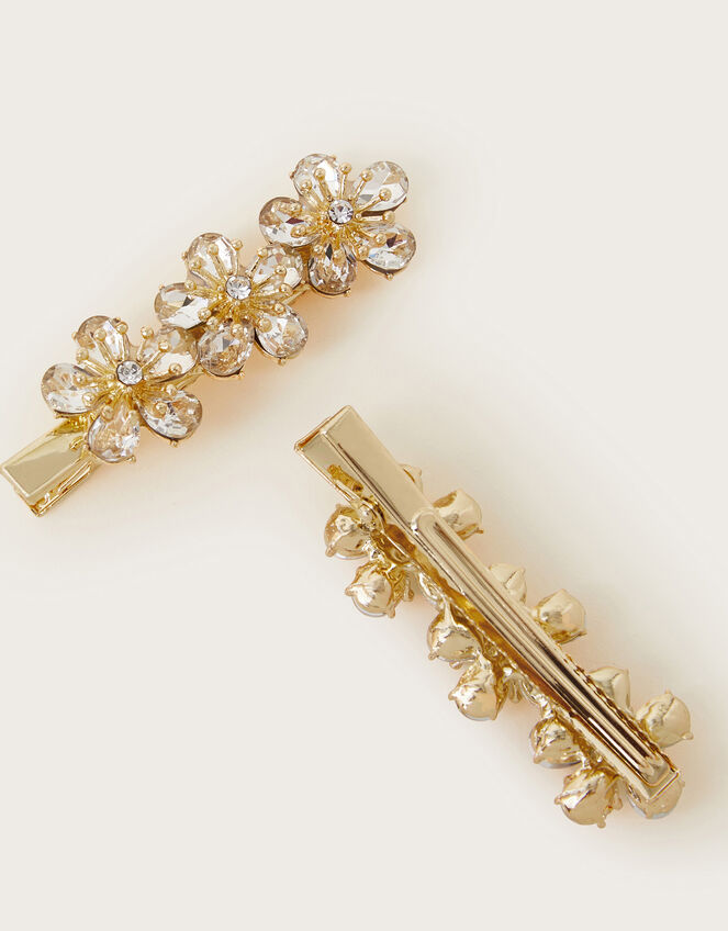 2-Pack Gemstone Flower Hair Clips, , large