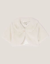 Faux Fur Collared Shrug, Ivory (IVORY), large