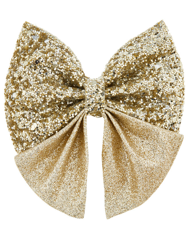 Grace Glitter Large Bow Hair Clip, , large
