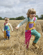 Dotty Dungarees Corduroy Patchwork Dungarees, BRIGHTS MULTI, large