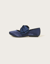 Big Bow Ballerina Flats, Blue (NAVY), large