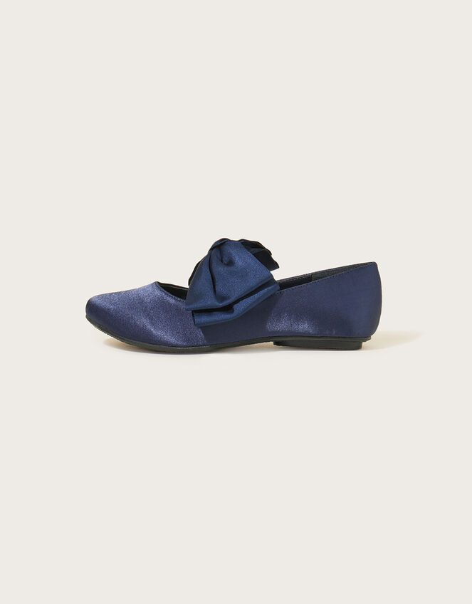 Big Bow Ballerina Flats, Blue (NAVY), large