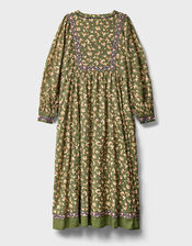 East Darney Floral Print Embroidered Dress, Green (KHAKI), large