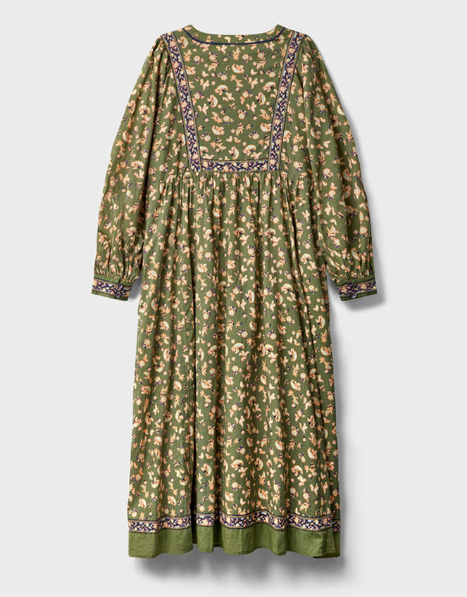 East Darney Floral Print Embroidered Dress, Green (KHAKI), large