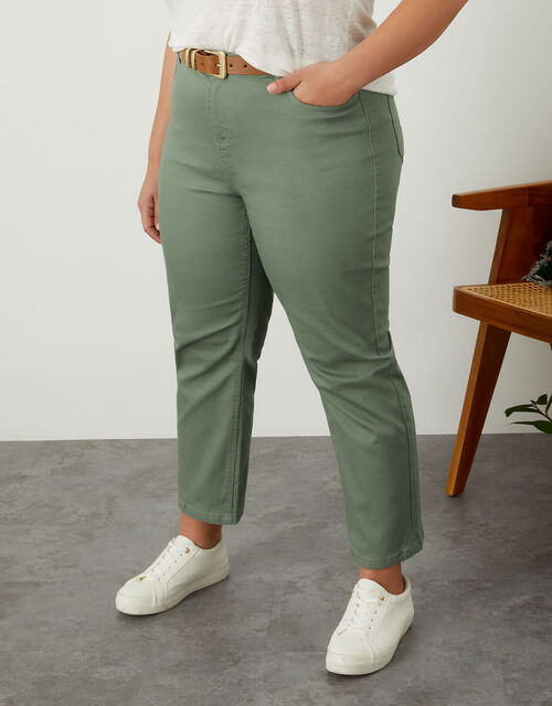 Safia Denim Jeans, Green (KHAKI), large