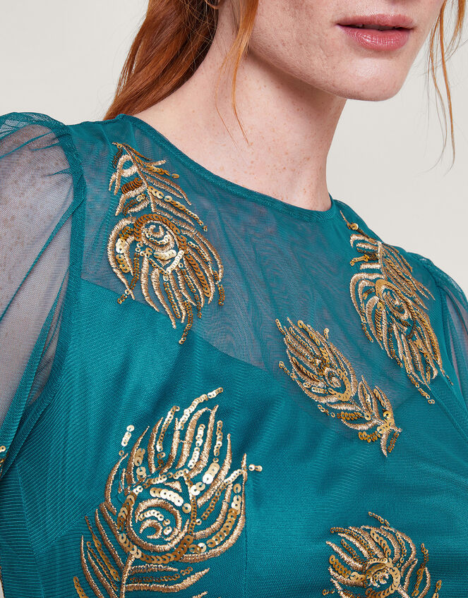 Tally Embellished Tiered Dress, Teal (TEAL), large