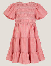 Smocked Puff Sleeve Dress, Pink (PINK), large