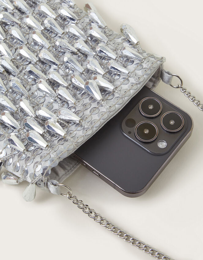 Tess Tear Drop Phone Bag, Silver (SILVER), large