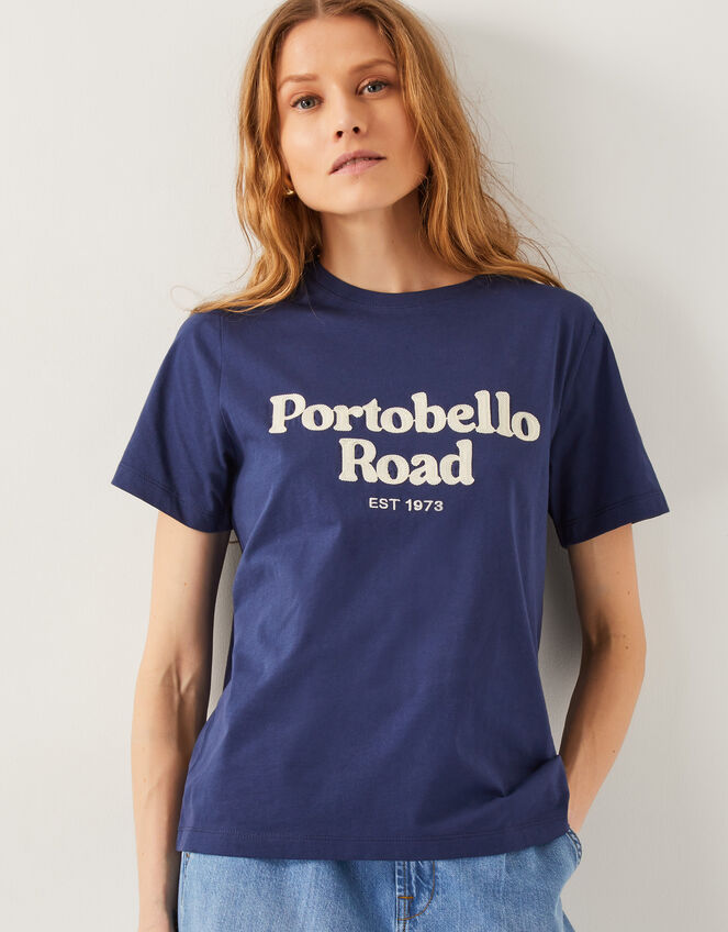 Sara Portobello Road Slogan T-Shirt, Blue (NAVY), large