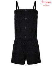 Leah Lace Playsuit, Black (BLACK), large