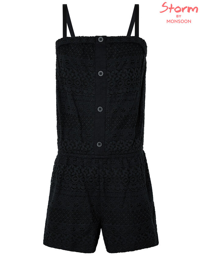 Leah Lace Playsuit, Black (BLACK), large