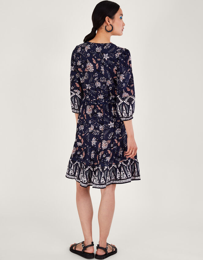 Floral Knee Dress, Blue (NAVY), large