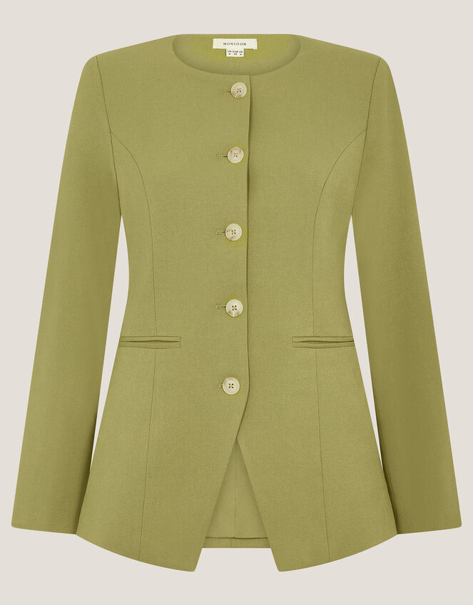 Adeline Shoulder Pad Suit Jacket, Green (GREEN), large