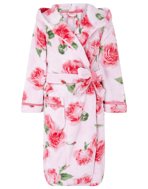 Chunky Rose Print Robe with Recycled Polyester Pink Girls' Nightwear