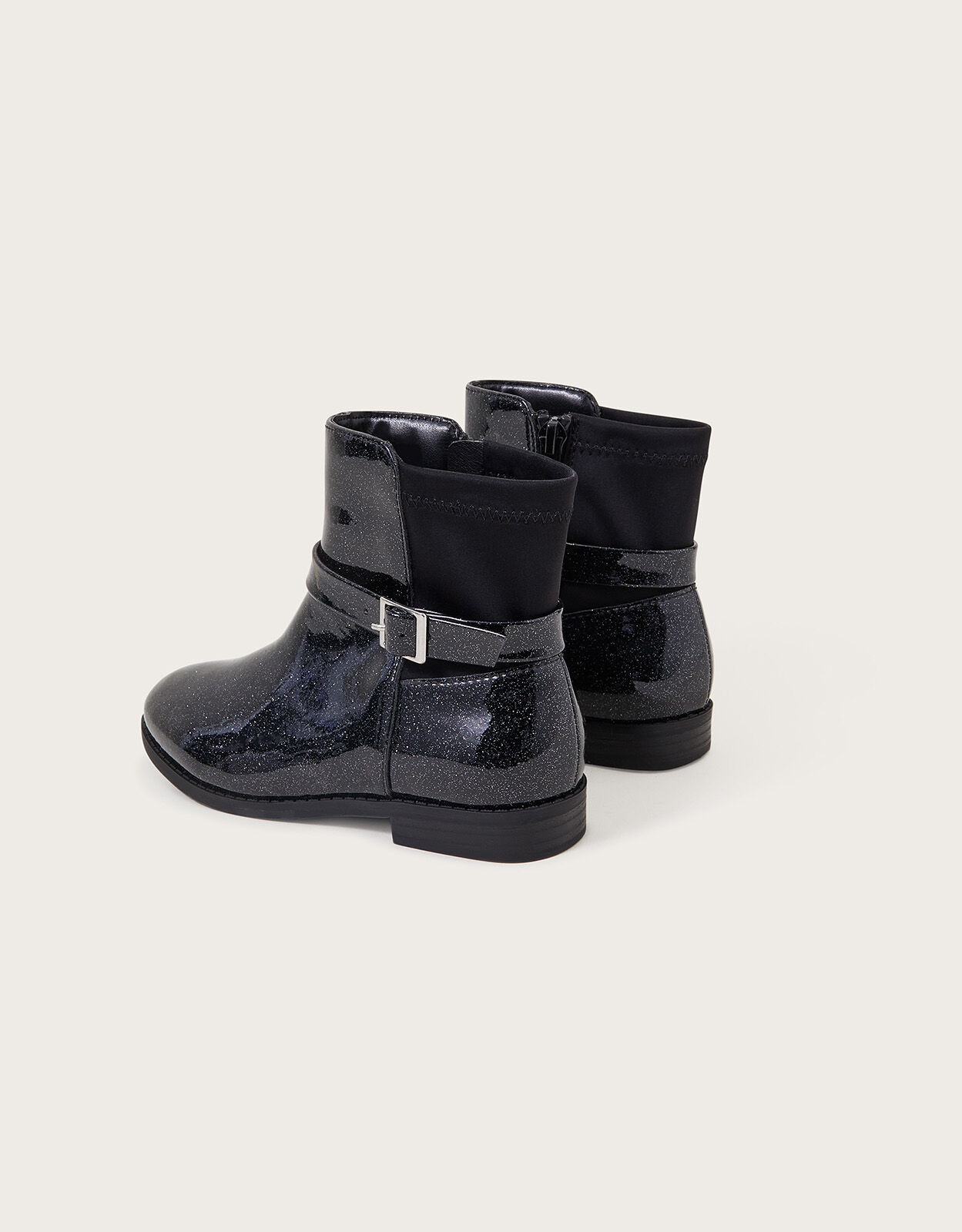 Patent Glitter Ankle Boots Black