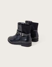 Patent Glitter Bow Boots, Black (BLACK), large