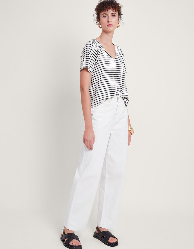 Saskia Stripe T-Shirt, Ivory (IVORY), large