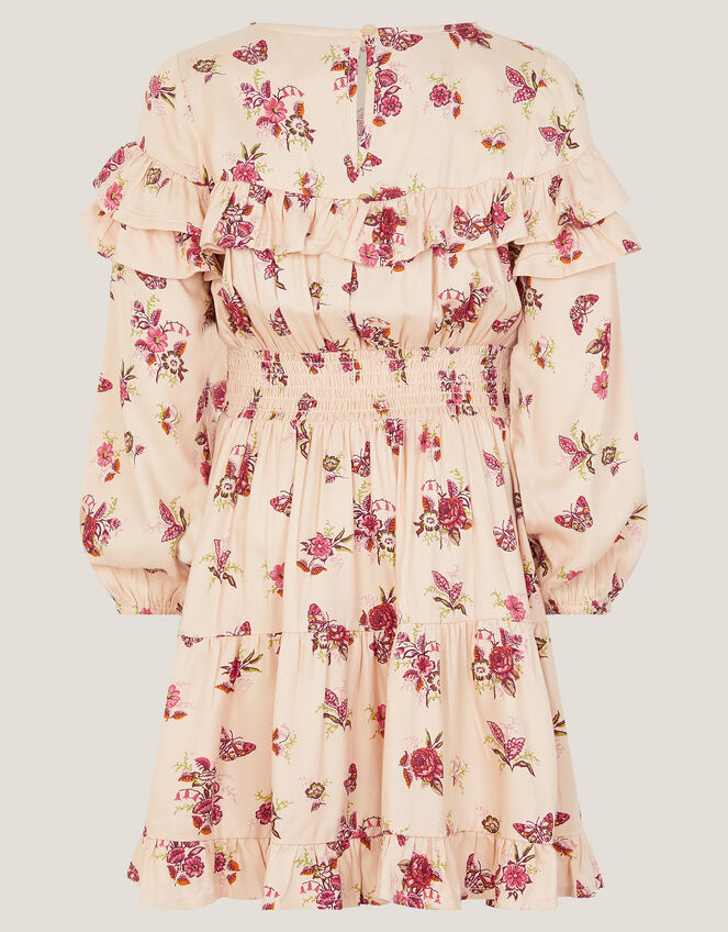 Butterfly Floral Frill Dress, Ivory (IVORY), large