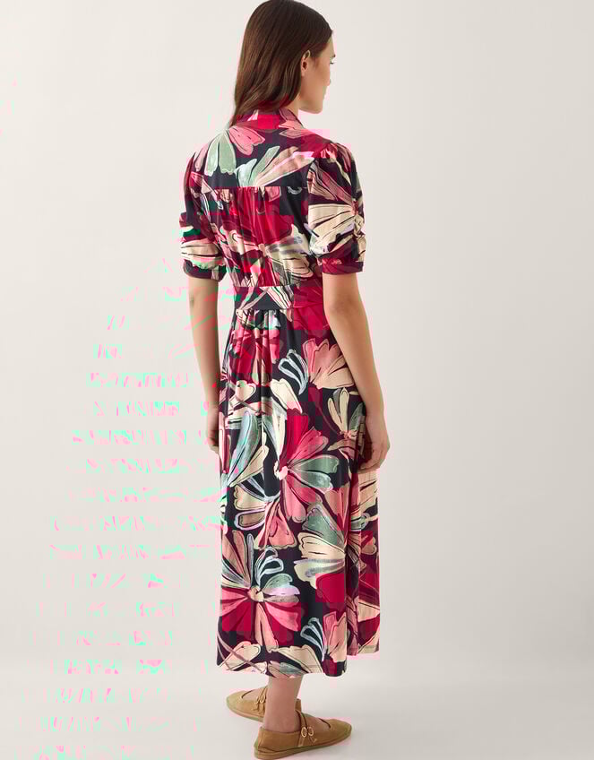 Jemima Floral Midi Shirt Dress, Red (RED), large
