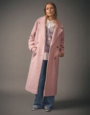 Ophelia Double-Breasted Boucle Coat, Pink (PINK), large