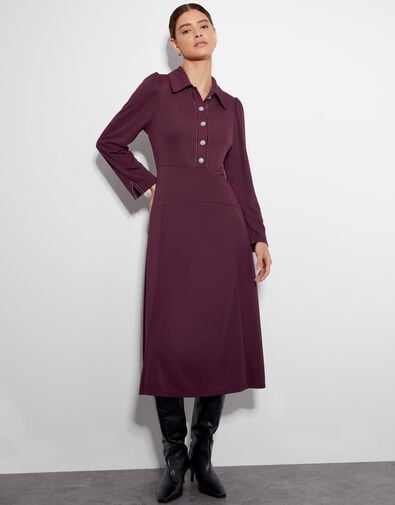 Jade Jersey Shirt Dress, Red (RED), large