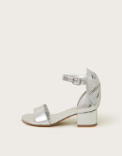 Open-Toe Bow Heels, Silver (SILVER), large