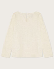 Squirrel Long Sleeve Top, Ivory (IVORY), large