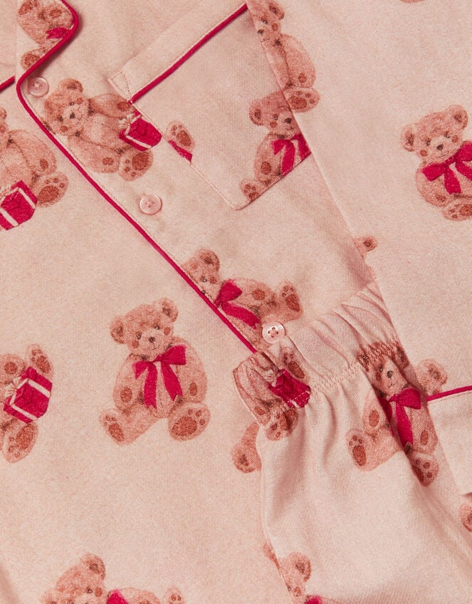 Teddy Bear Print Long Christmas Pyjamas Set, Cream (CREAM), large