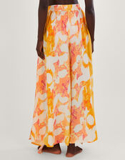 Abstract Print Side Split Trousers, Orange (ORANGE), large