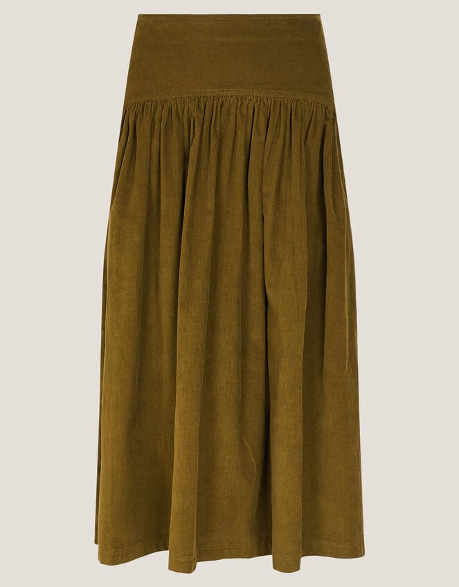Jenny Corduroy Midi Skirt, Green (CHARTREUSE), large