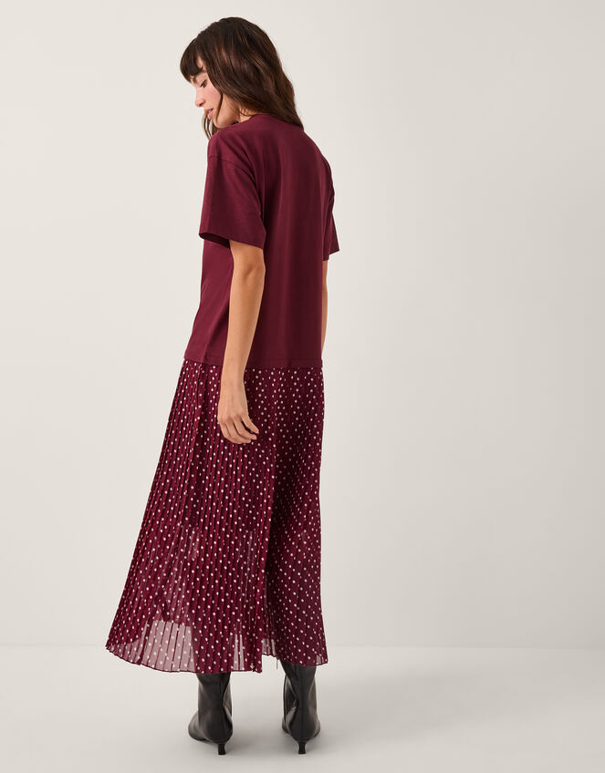 Senya Polka Dot Midi T-Shirt Dress, Red (BERRY), large