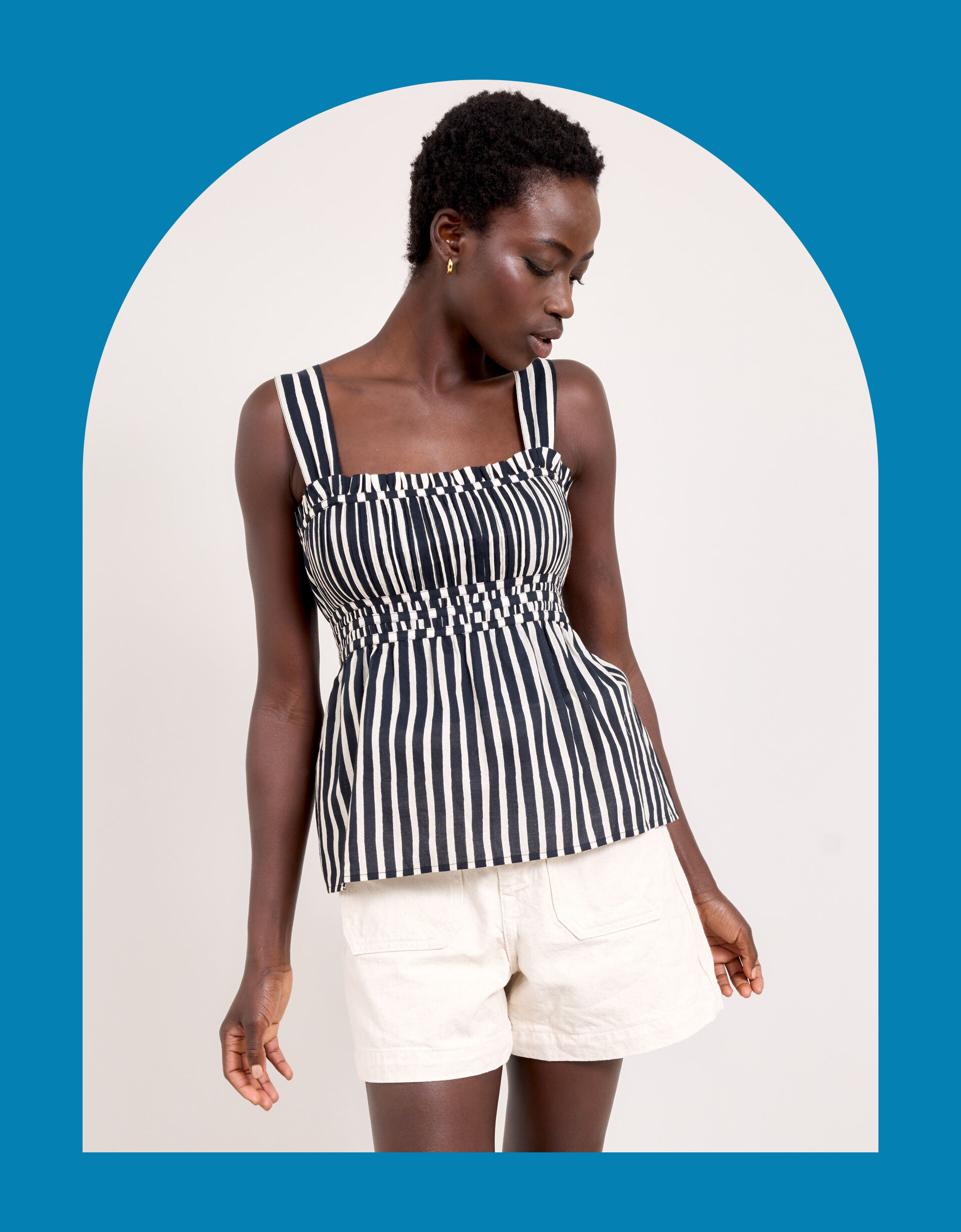 East Quinta Sleeveless Stripe Top Black