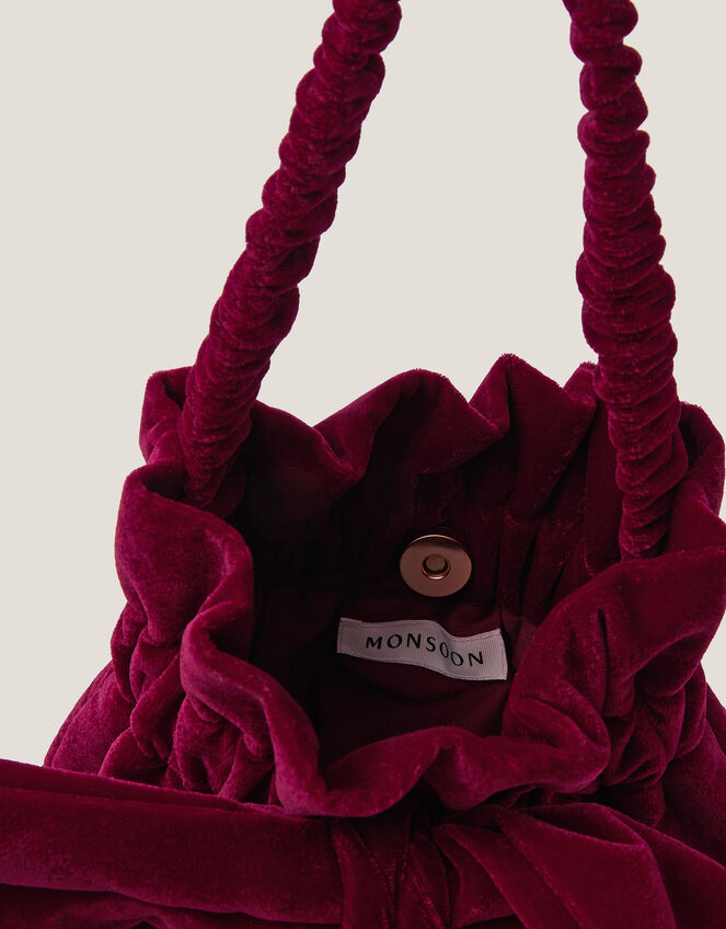 Ciri Bow Velvet Pouch Bag, , large