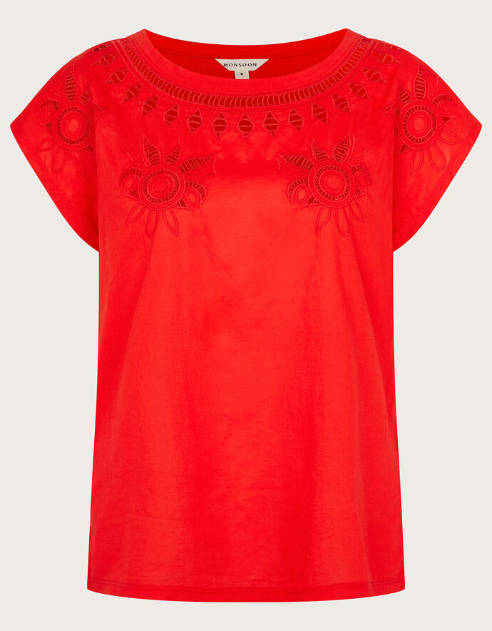 Floral CutOut TShirt Red Tops & Tshirts Monsoon UK.
