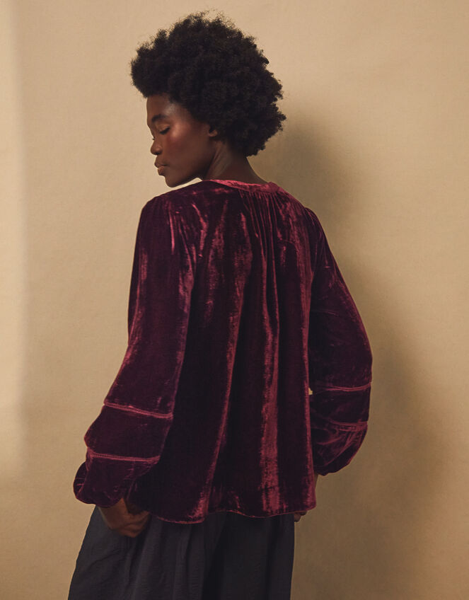 East Karin Velvet Top, Red (WINE), large