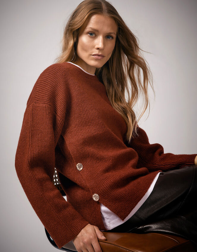Luci Longline Jumper, Brown (BROWN), large
