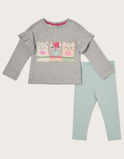 Baby Cat Trio Jersey Set, Grey (GREY), large