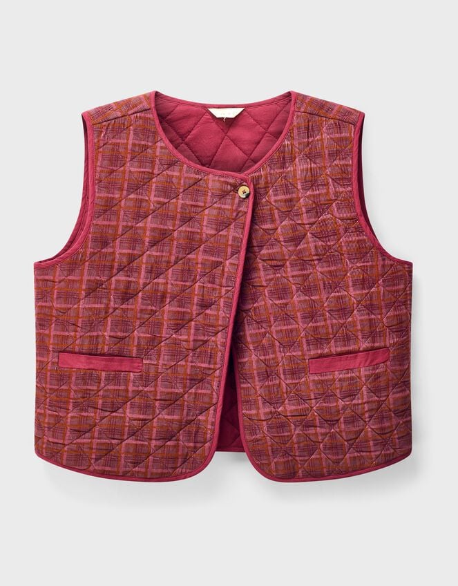 East Karina Quilted Corduroy Gilet, Orange (RUST), large