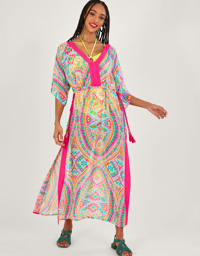 Mosaic Print Maxi Kaftan, Pink (PINK), large