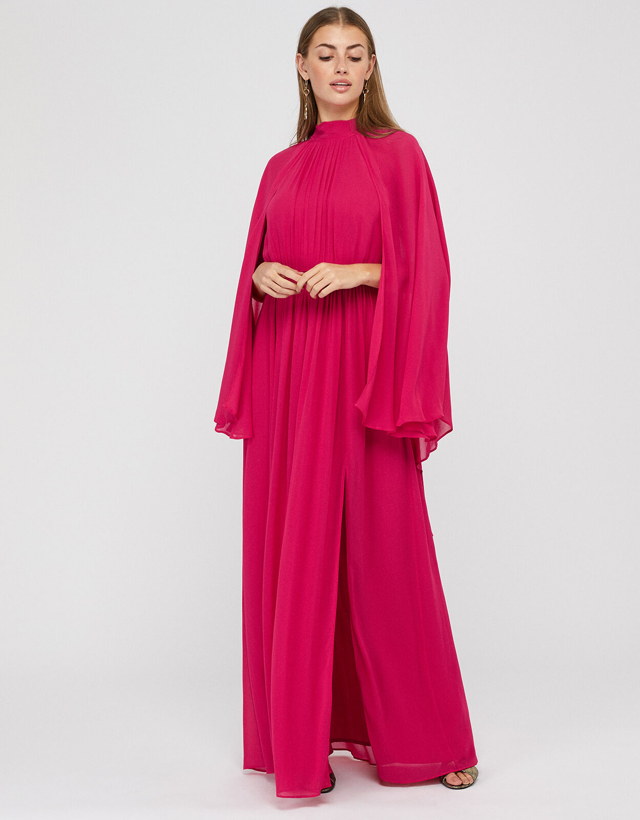 Kate Cape Maxi Dress Pink Evening Dresses Monsoon UK
