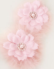 Fluffy Pearl Hair Clips Set of Two, , large