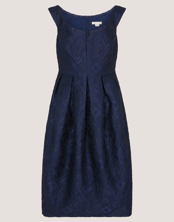 Juliana Floral Jacquard Midi Dress, Blue (NAVY), large