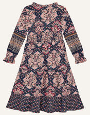 MINI ME Rowan Heritage Print Dress, Blue (NAVY), large