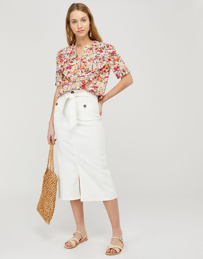 Julissa Floral Blouse in Organic Cotton, Ivory (IVORY), large