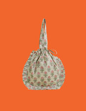 Maison M Block Frill Tote Bag, Blue (AQUA), large