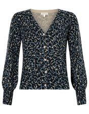 Leopard Sparkle Button Knit Cardigan, Multi (MULTI), large